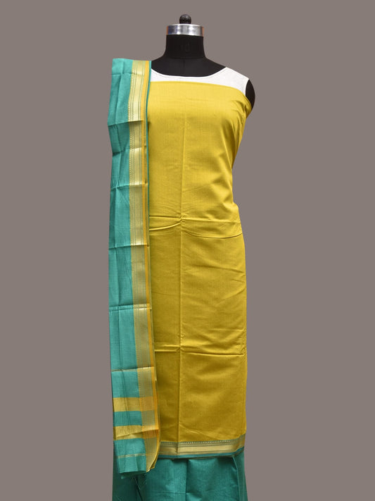 Green and Turquoise Bamboo Cotton Dress Material with Dupatta and Plain Top and Bottom Design dm0047