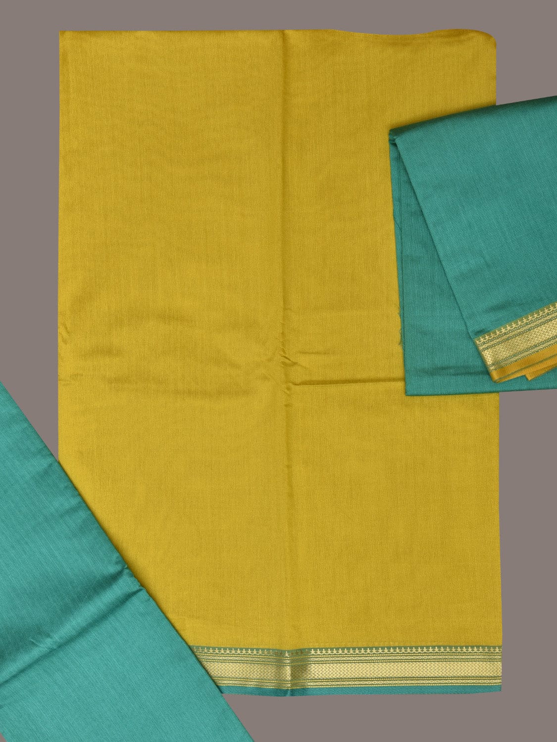 Green and Turquoise Bamboo Cotton Dress Material with Dupatta and Plain Top and Bottom Design dm0047