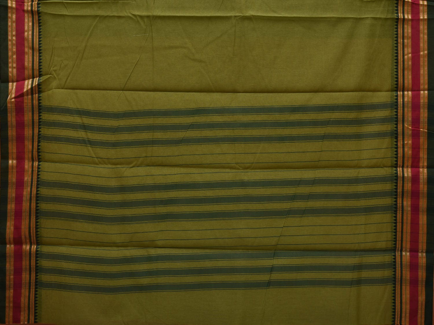 Green Bamboo Cotton Plain Saree with Border Design bc0066