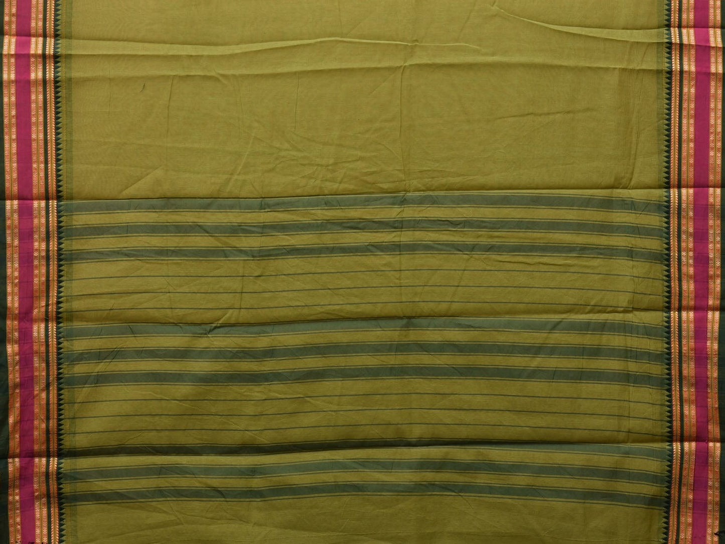 Green Bamboo Cotton Plain Saree with Border Design bc0084