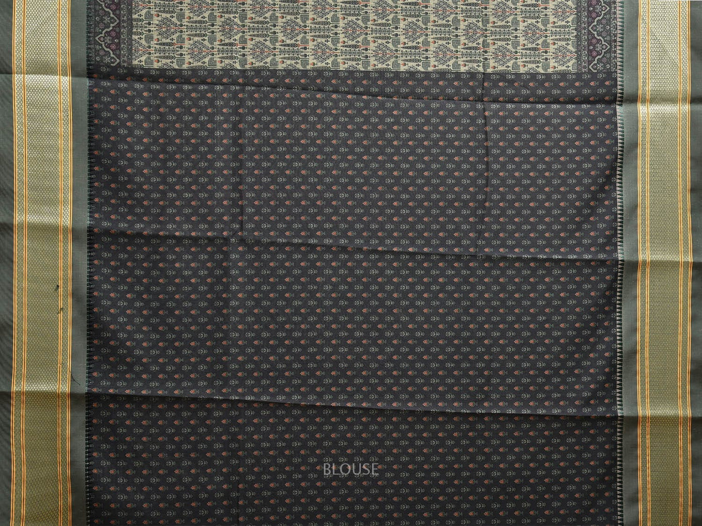 Green Bamboo Cotton Saree with Digital Print Design bc0759