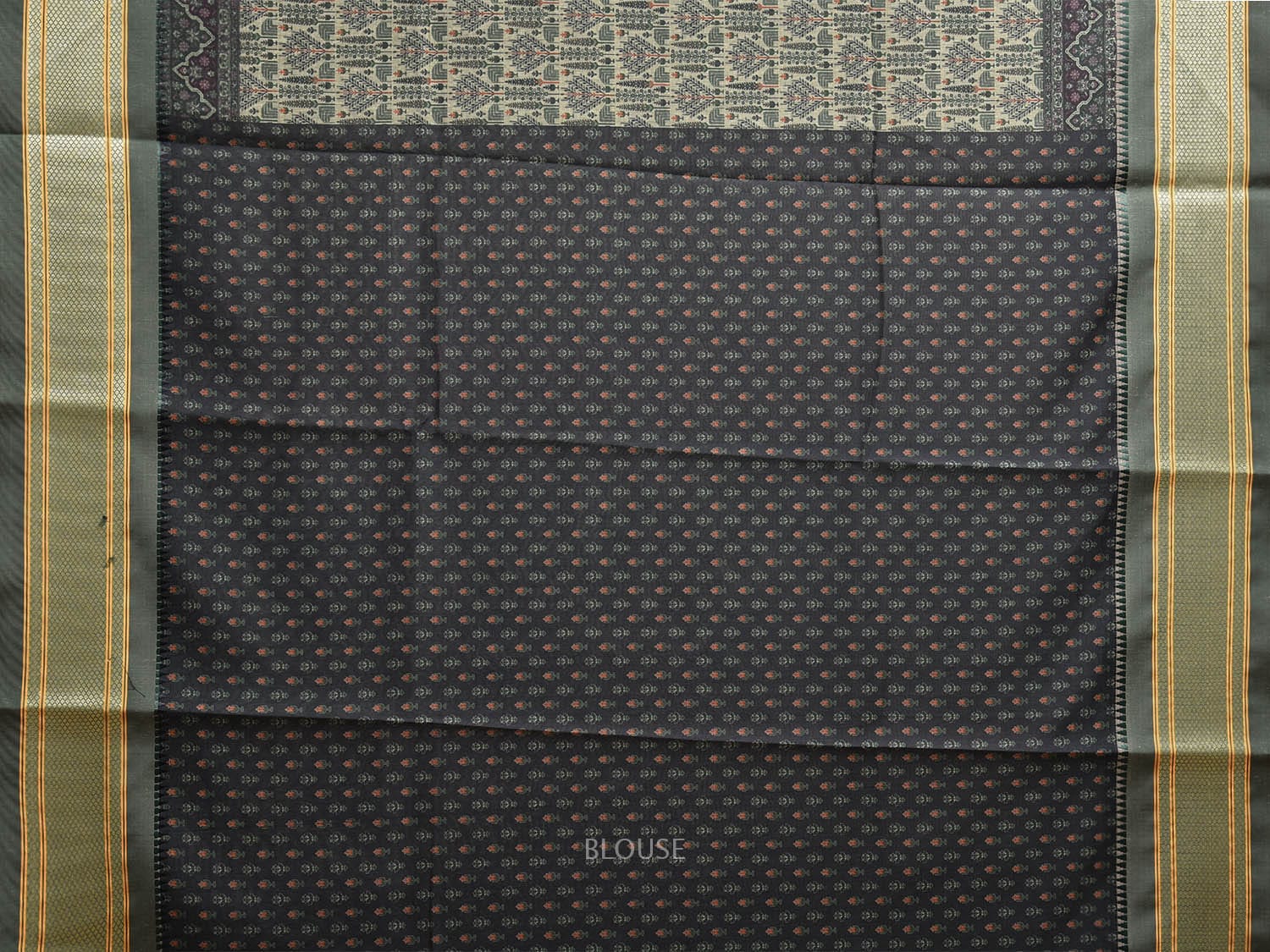 Green Bamboo Cotton Saree with Digital Print Design bc0759