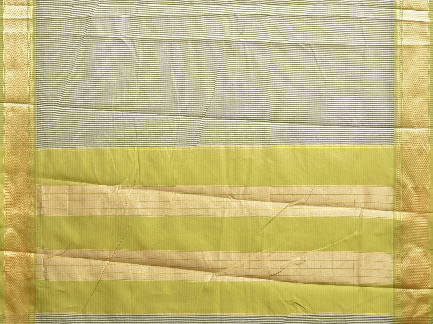 Green Bamboo Cotton Saree with Small Checks Design No Blouse bc0659