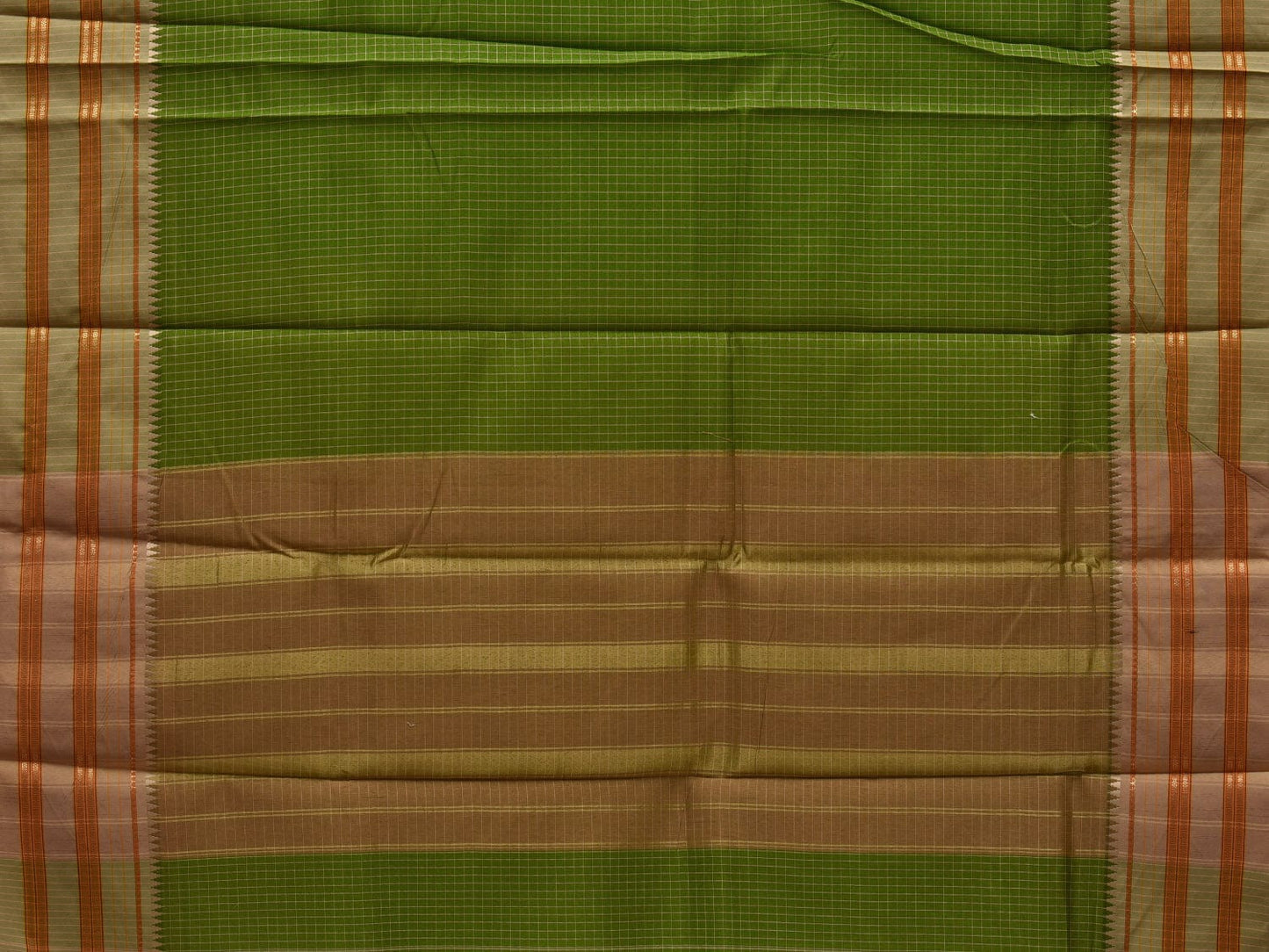 Green Bamboo Cotton Silk Saree with Checks Design bc0058