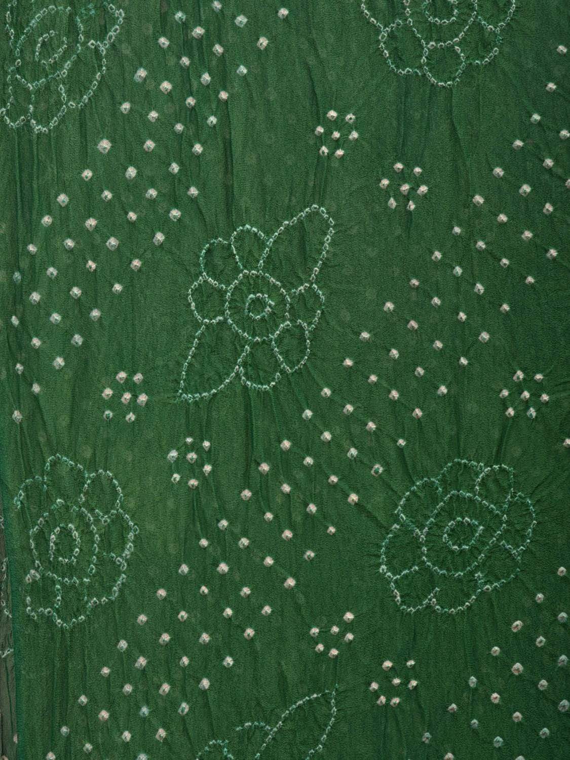 Green Bandhani Banaras Georgette Saree with Pallu Kalamkari Design bn0262