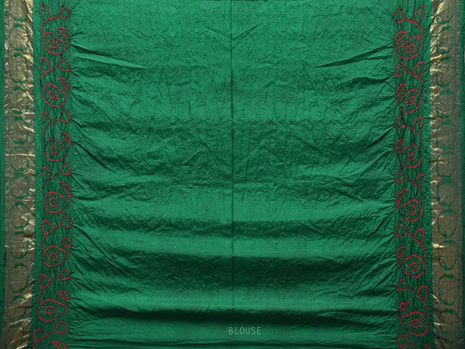 Green Bandhani Kanchipuram Silk Handloom Saree with Mango Buta Design bn0189
