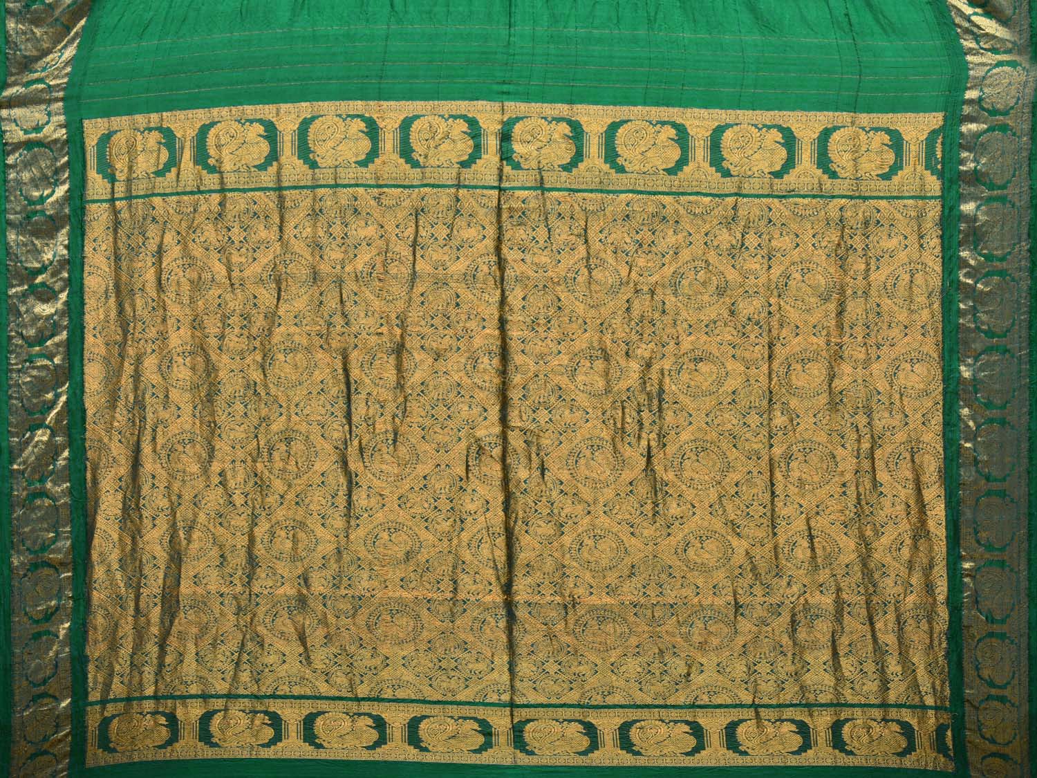Green Bandhani Kanchipuram Silk Handloom Saree with Mango Buta Design bn0189