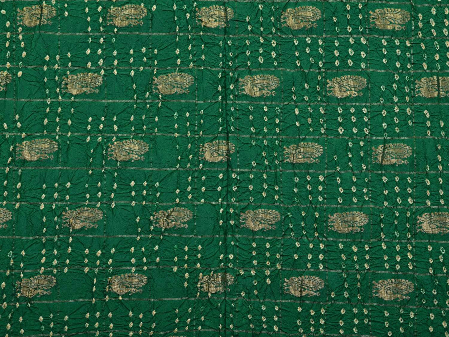 Green Bandhani Paithani Silk Handloom Saree with Pallu Design bn0233