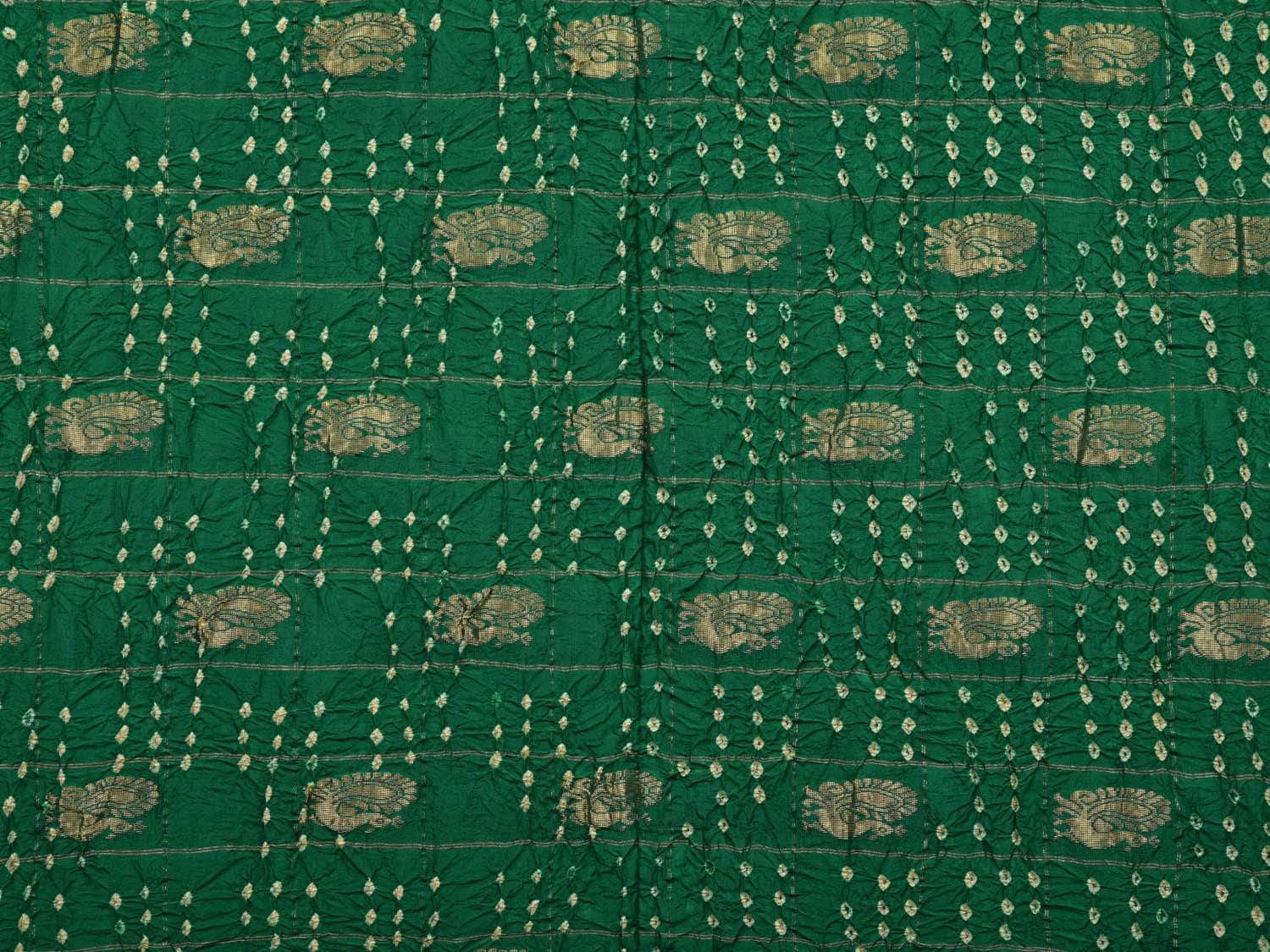 Green Bandhani Paithani Silk Handloom Saree with Pallu Design bn0233