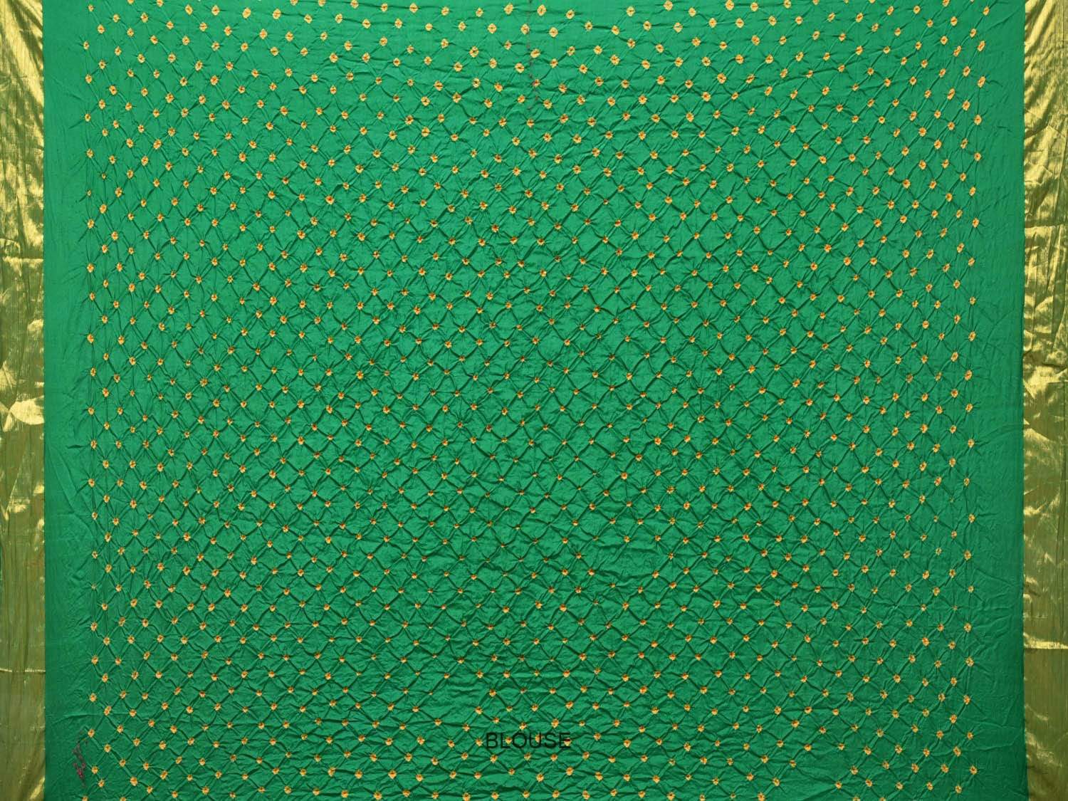 Green Bandhani Uppada Silk Handloom Saree with Diagonal Design bn0179
