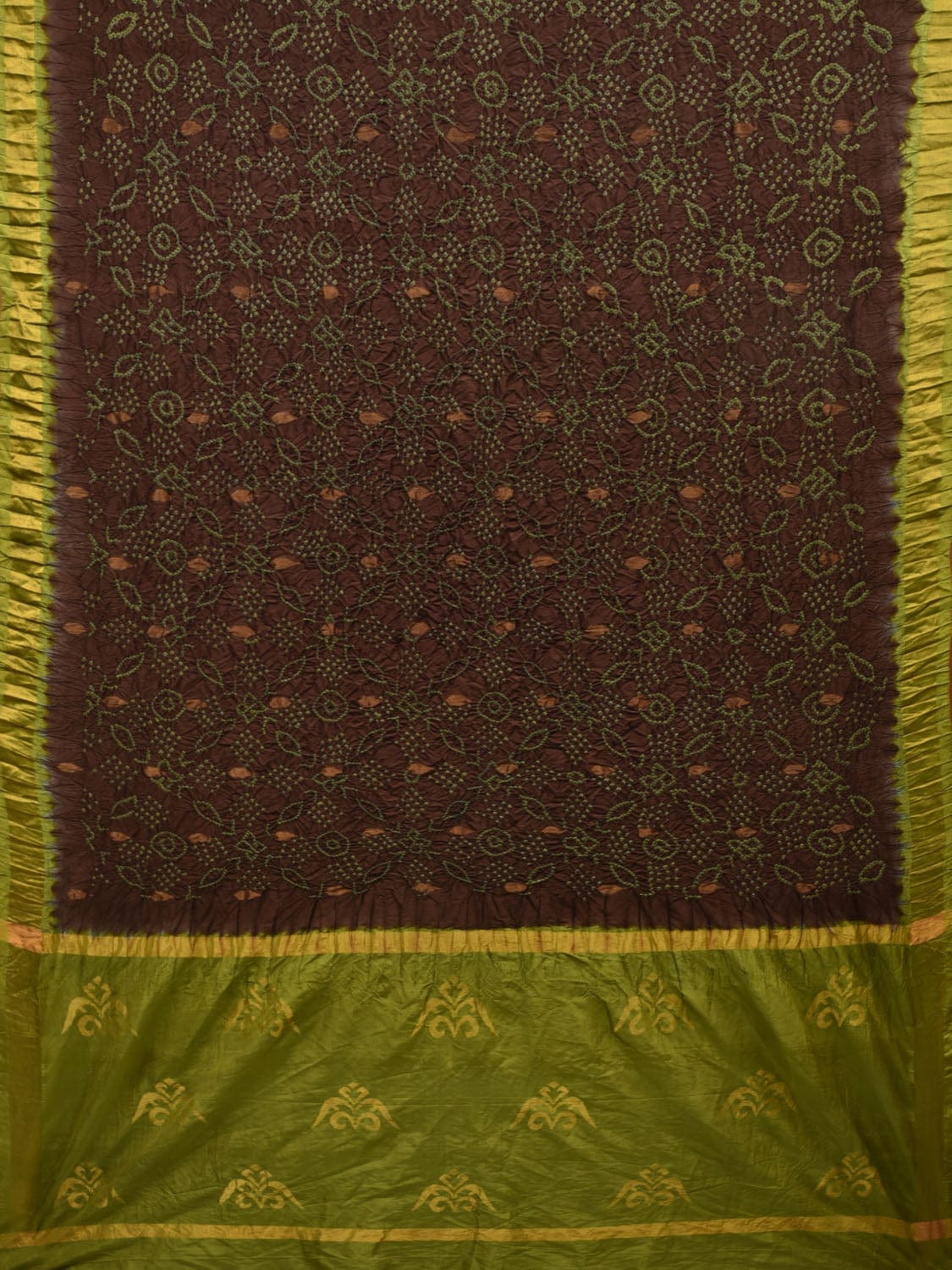 Green Bandhani Uppada Silk Handloom Saree with Pallu Design bn0372
