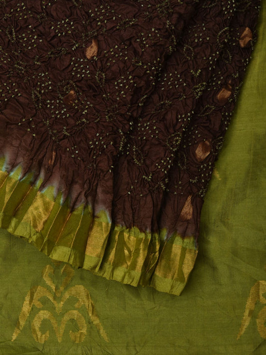 Green Bandhani Uppada Silk Handloom Saree with Pallu Design bn0372