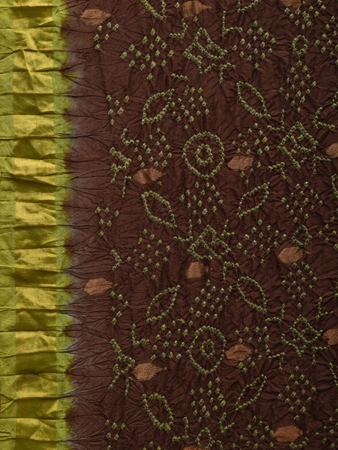 Green Bandhani Uppada Silk Handloom Saree with Pallu Design bn0372