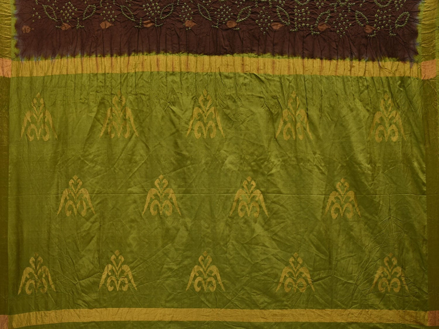 Green Bandhani Uppada Silk Handloom Saree with Pallu Design bn0372