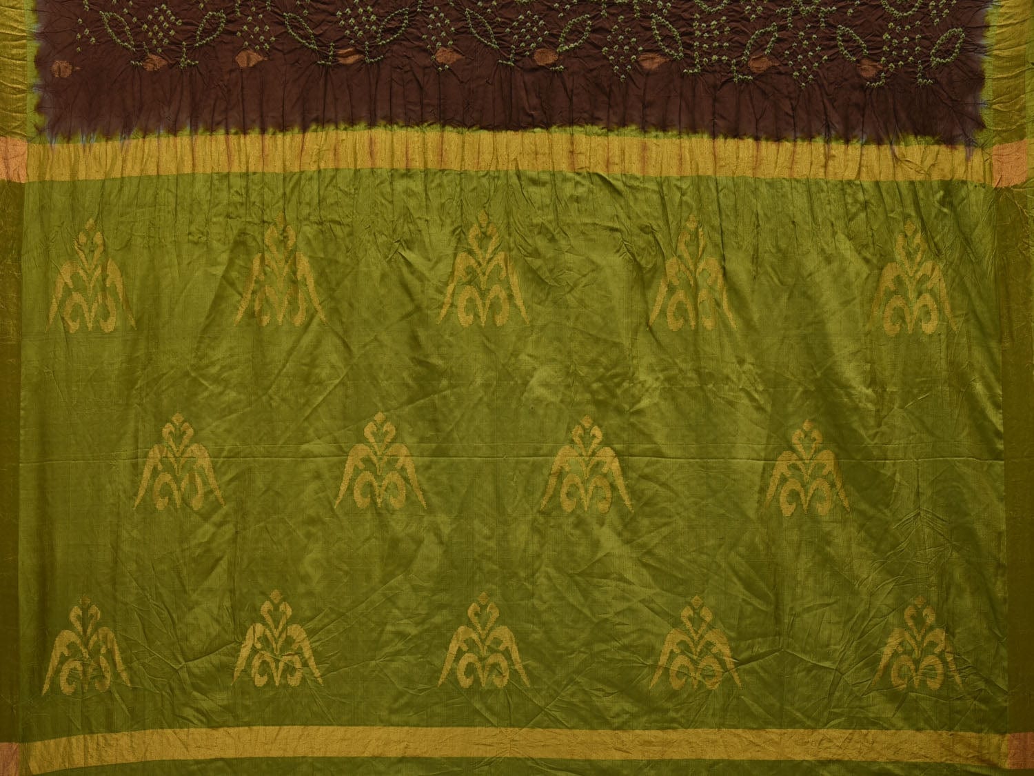 Green Bandhani Uppada Silk Handloom Saree with Pallu Design bn0372