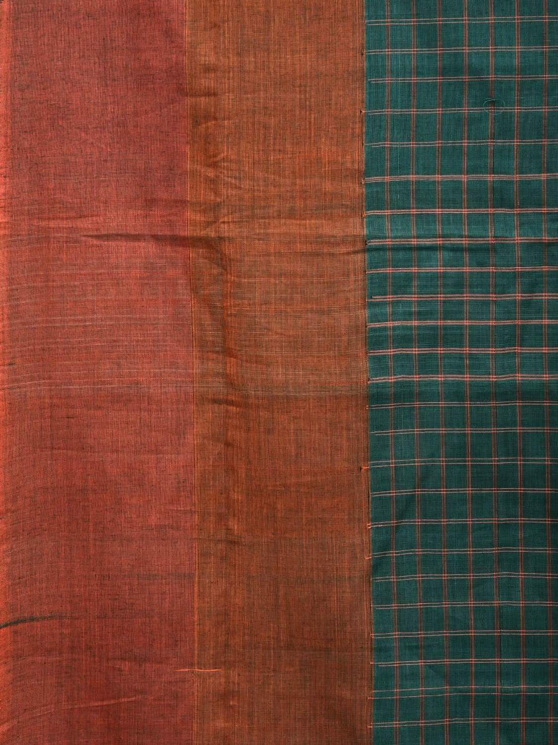 Green Cotton Handloom Saree with All Over Checks Design o0279