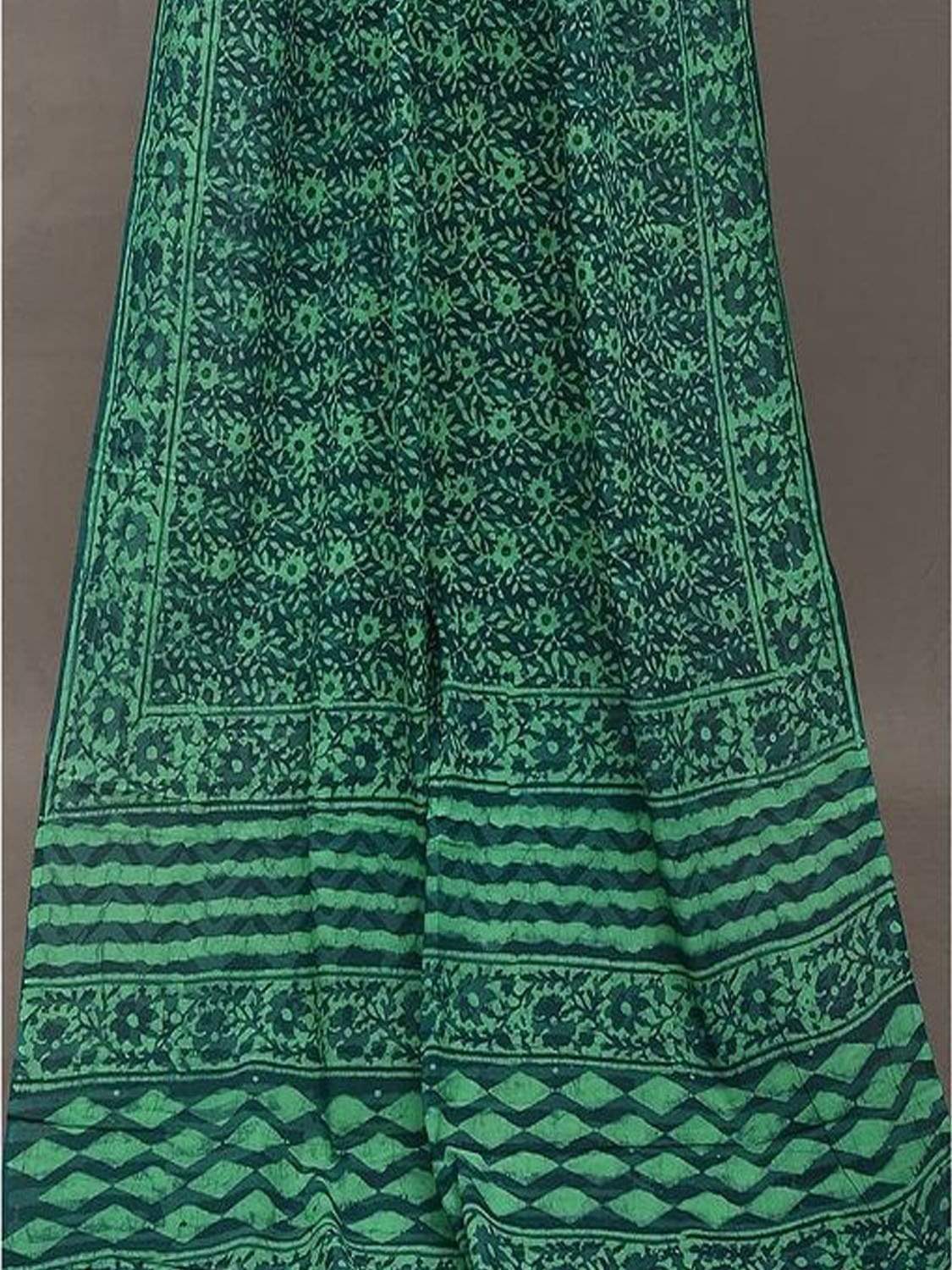 Green Dabu Print Cotton Handloom Saree o0289