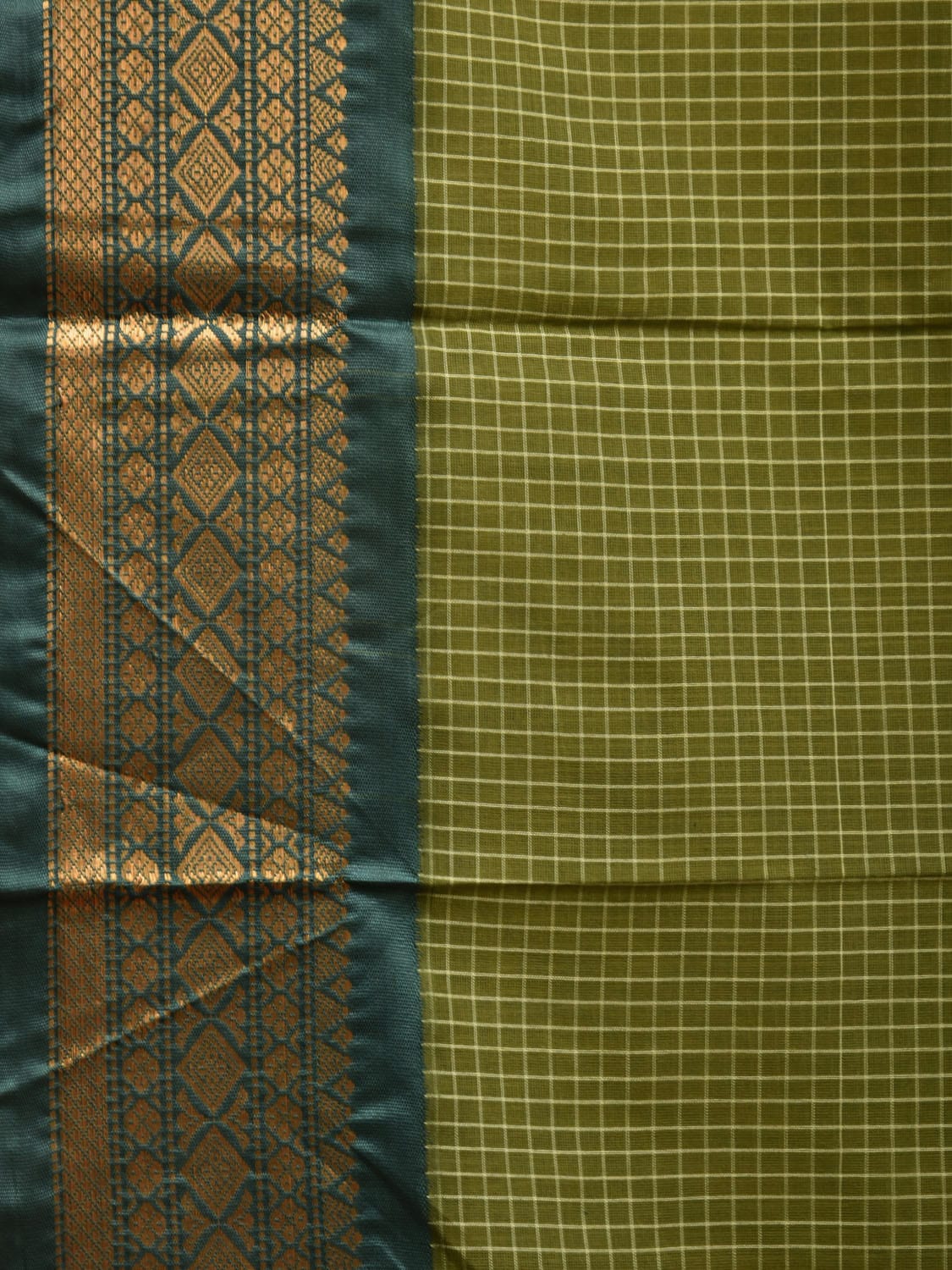 Green Gadwal Cotton Handloom Saree with Border and Pallu Design No Blouse g0381