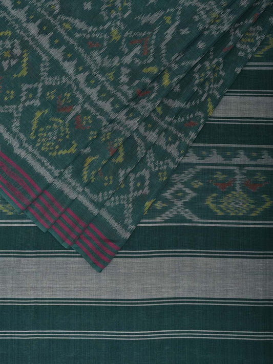Green Ikat Cotton Handloom Saree with All Over Circles Design i0887