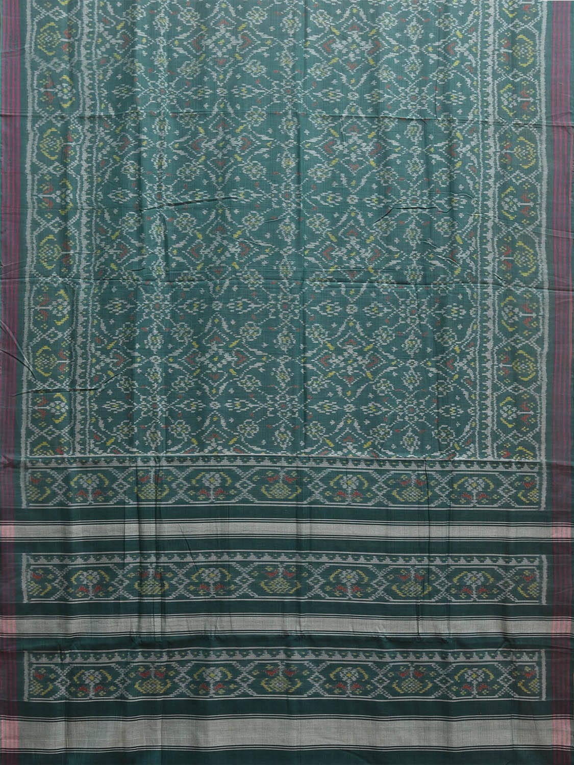 Green Ikat Cotton Handloom Saree with All Over Circles Design i0887