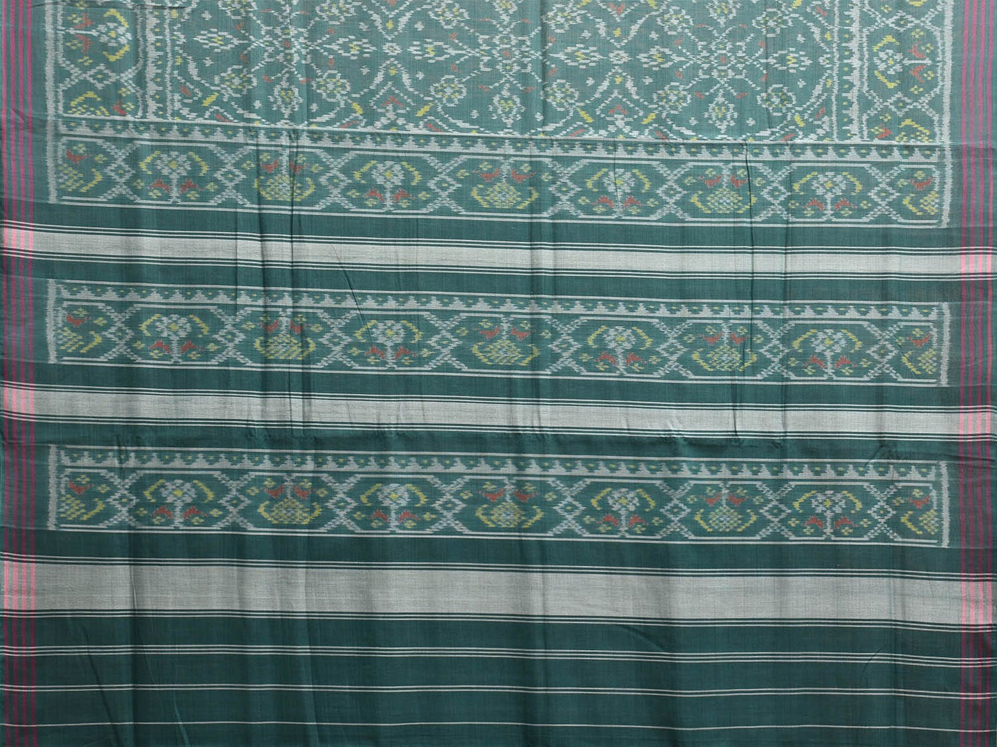Green Ikat Cotton Handloom Saree with All Over Circles Design i0887