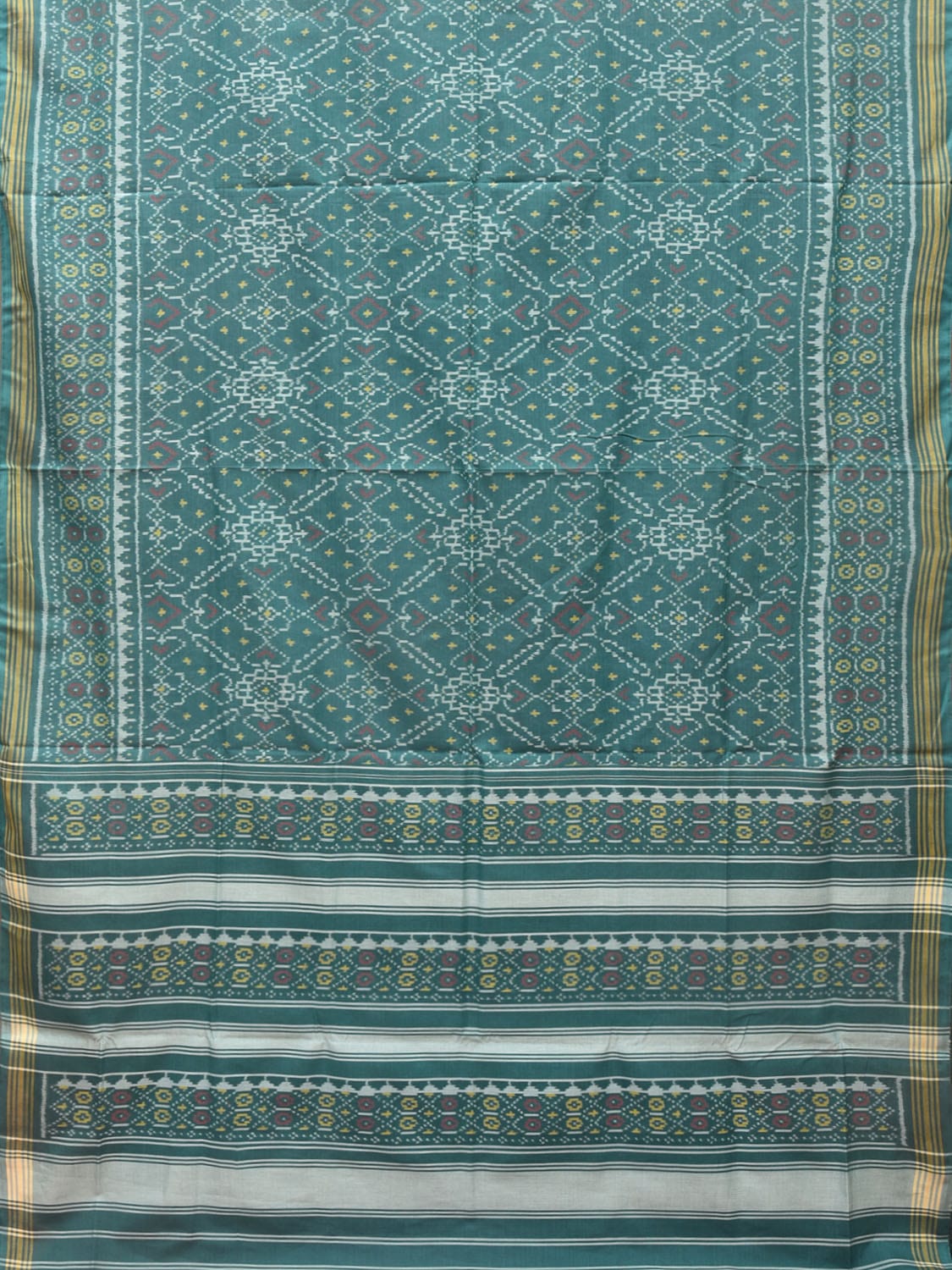 Green Ikat Cotton Handloom Saree with All Over Grill Design i0773