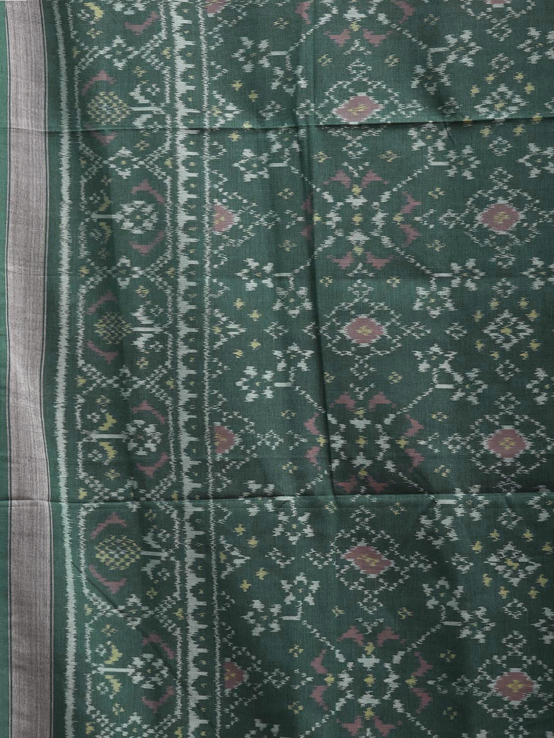 Green Ikat Cotton Handloom Saree with All Over Grill Design i0974