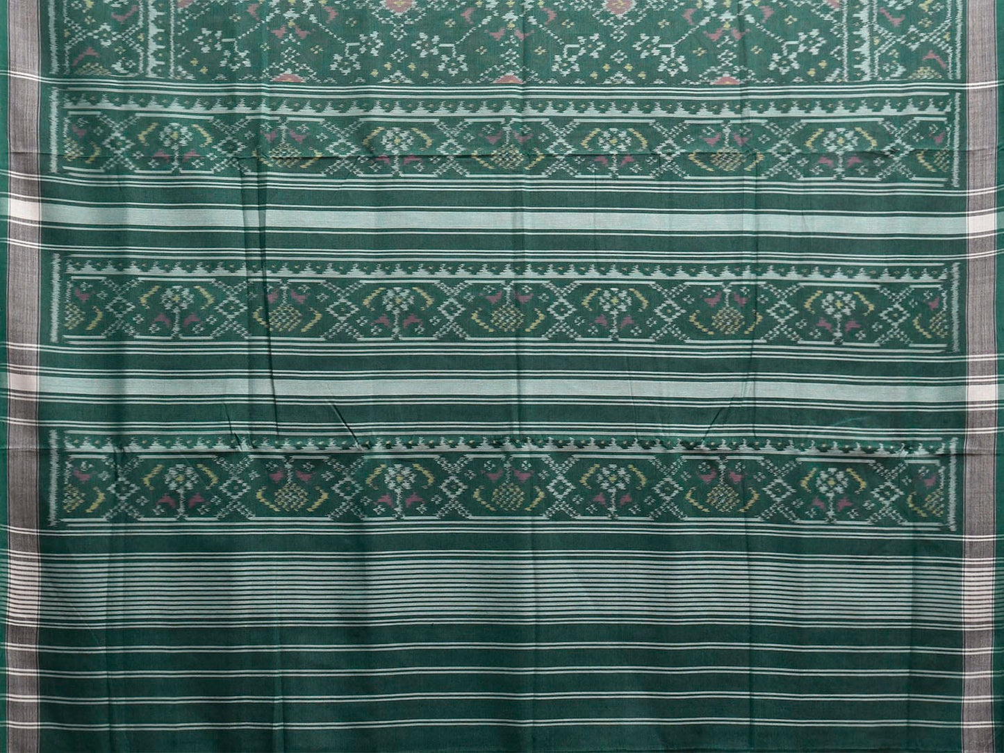Green Ikat Cotton Handloom Saree with All Over Grill Design i0974