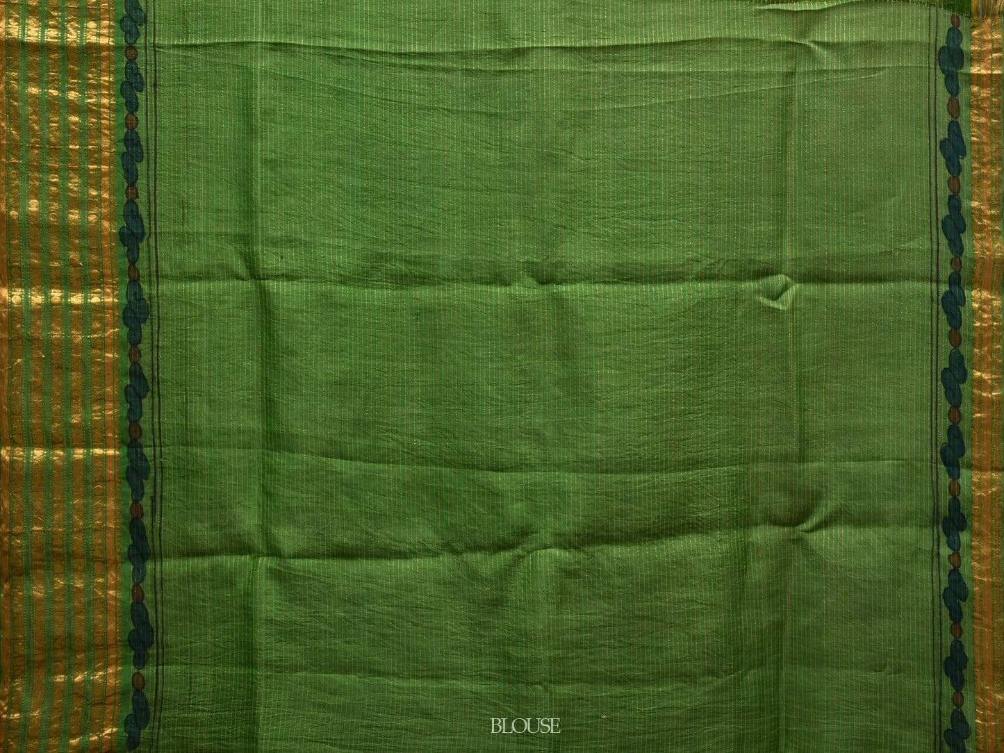 Green Kalamkari Hand Painted Gadwal Silk Handloom Saree with Floral Design KL0535