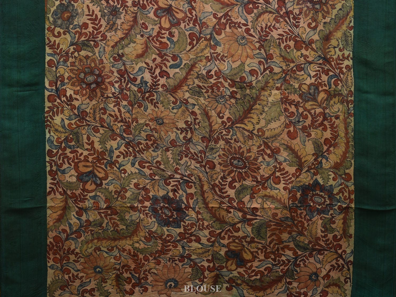 Green Kalamkari Hand Painted Gadwal Silk Handloom Saree with Floral Design KL0636