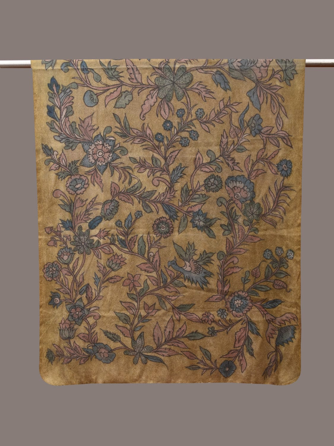 Green Kalamkari Hand Painted Woolen Handloom Dupatta with Floral Design ds3532