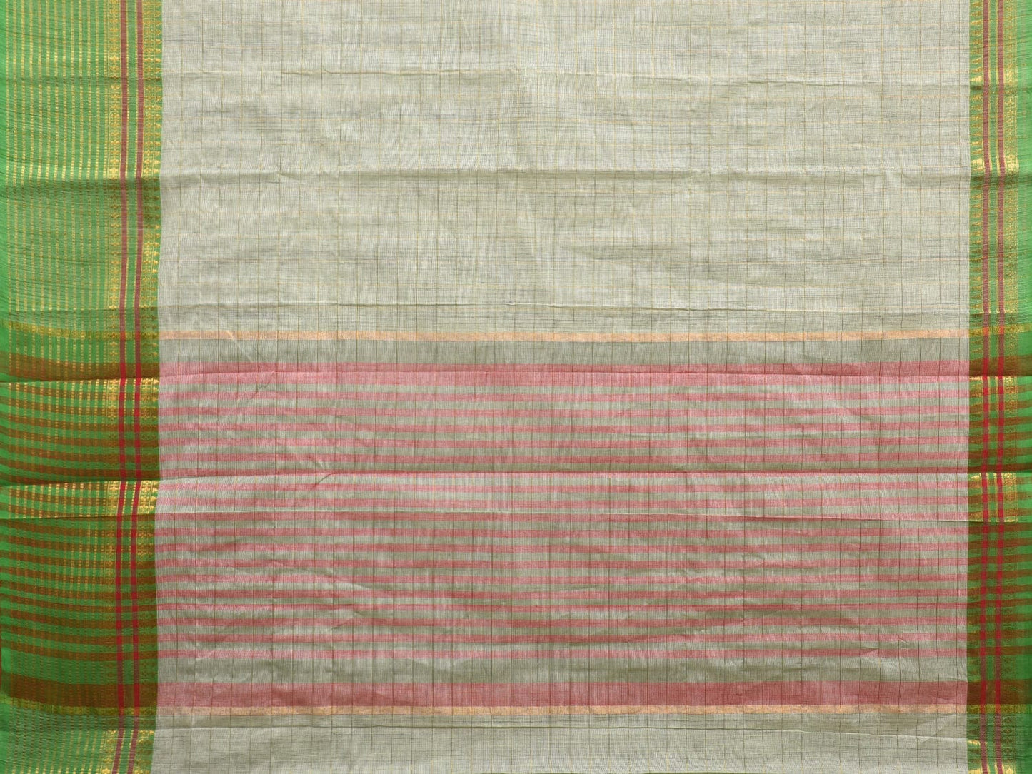Green Kanchipuram Cotton Handloom Saree with Checks Design k0557