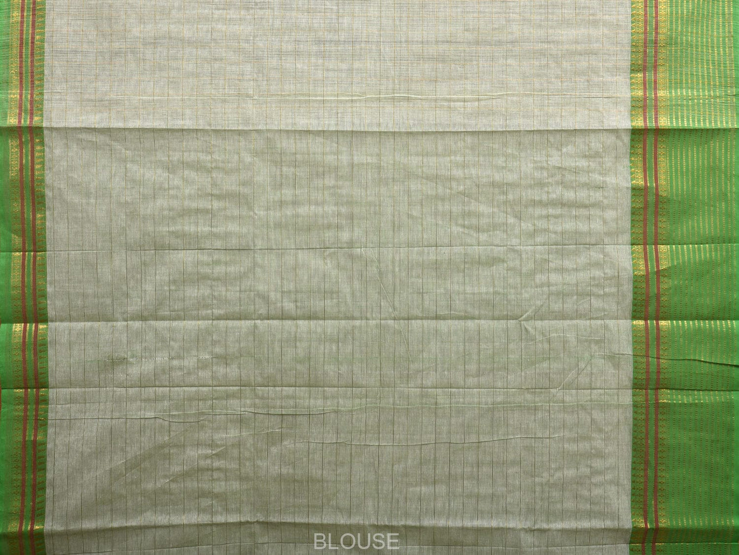 Green Kanchipuram Cotton Handloom Saree with Checks Design k0557