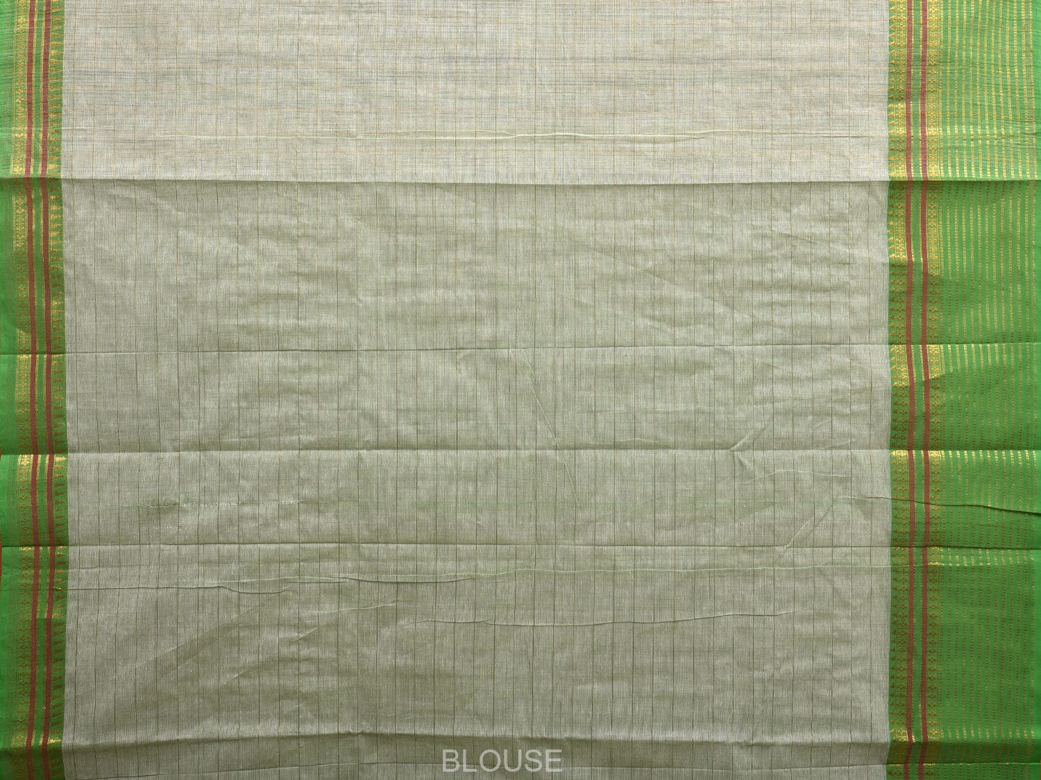 Green Kanchipuram Cotton Handloom Saree with Checks Design k0557