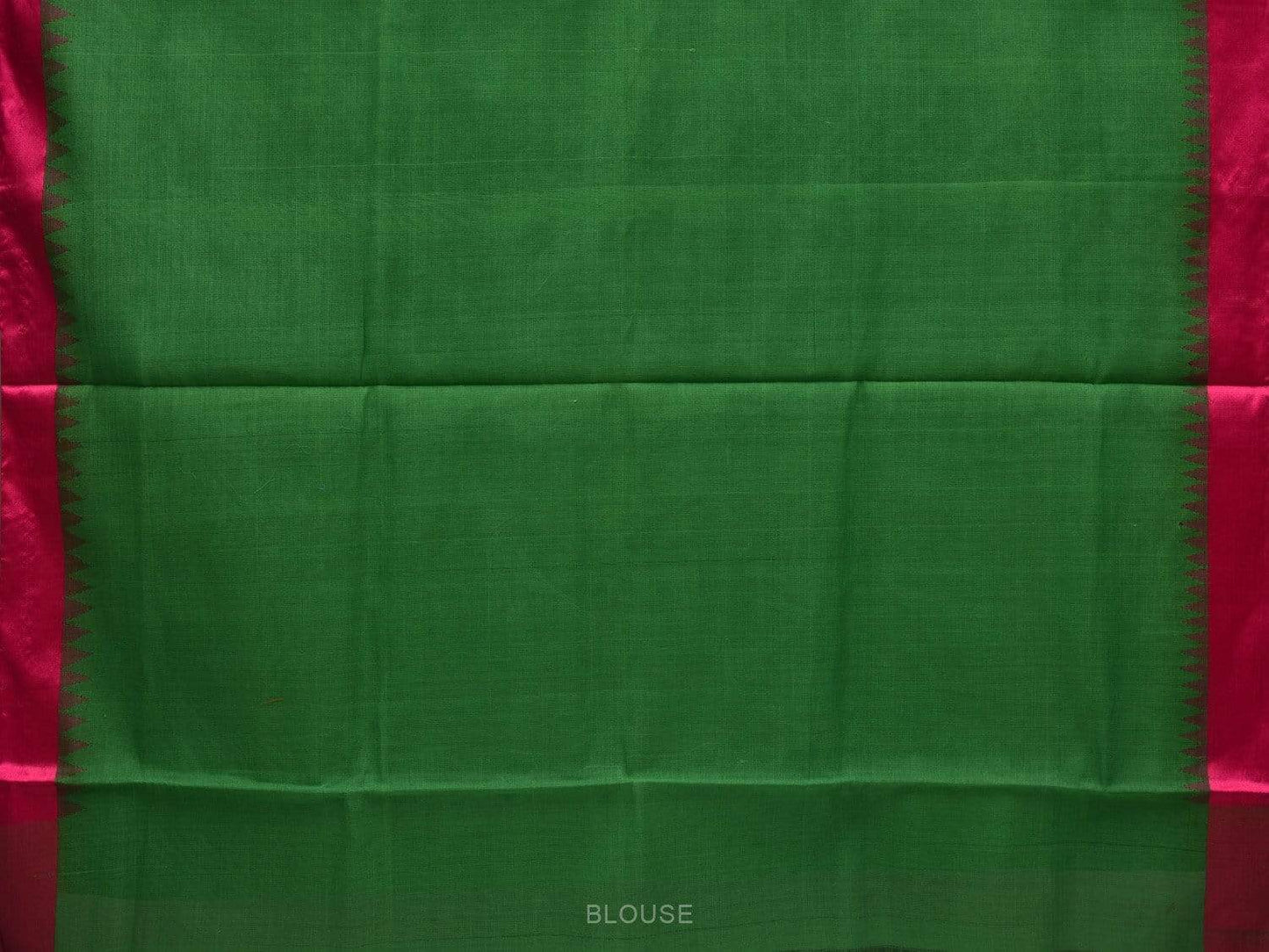 Green Khadi Cotton Handloom Plain Saree with Temple Border Design kh0527