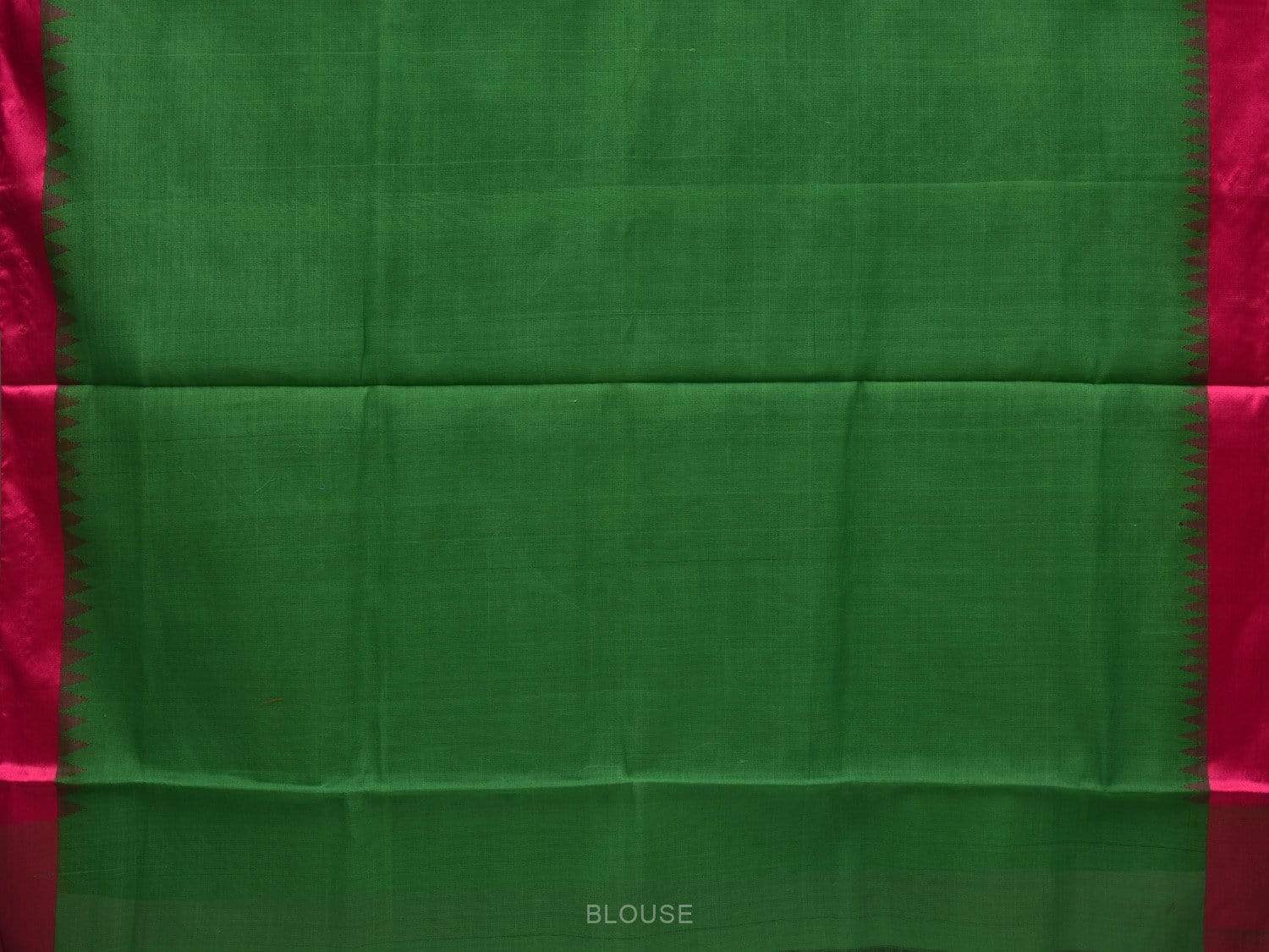 Green Khadi Cotton Handloom Plain Saree with Temple Border Design kh0527