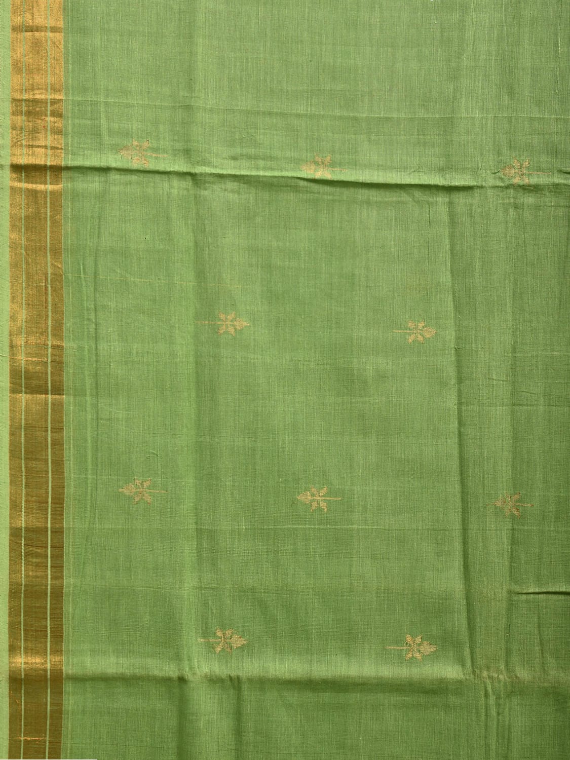 Green Khadi Cotton Handloom Saree with Birds Pallu Design kh0698