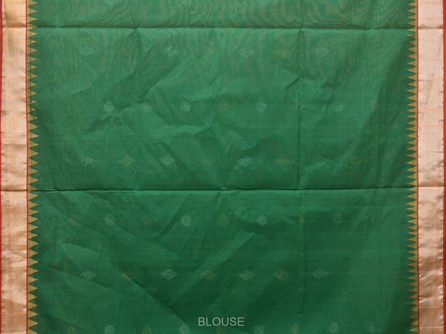 Green Khadi Cotton Handloom Saree with Flowers Pallu Design kh0661