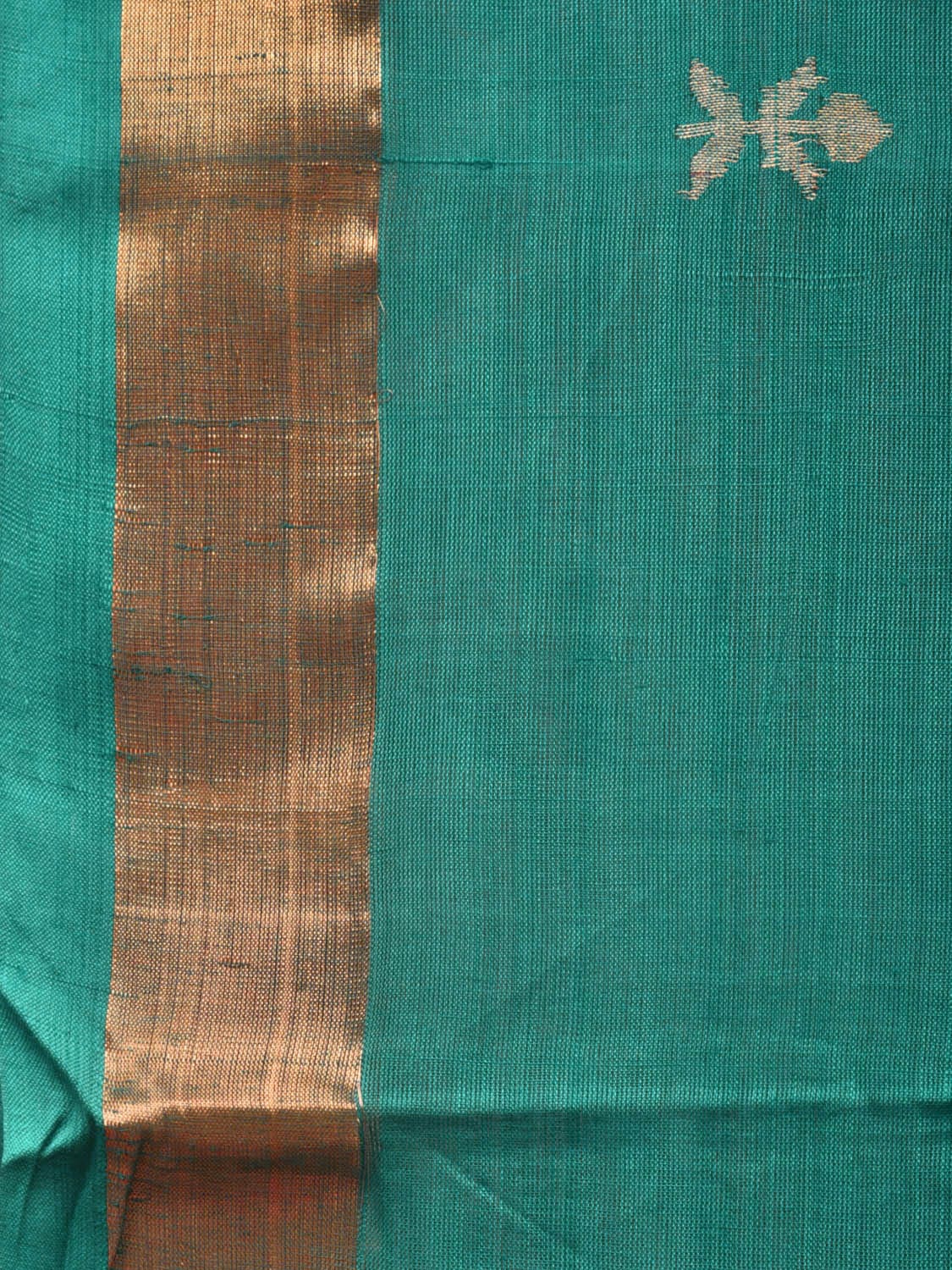 Green Khadi Cotton Handloom Saree with Jamdani Body Buta Design kh0632