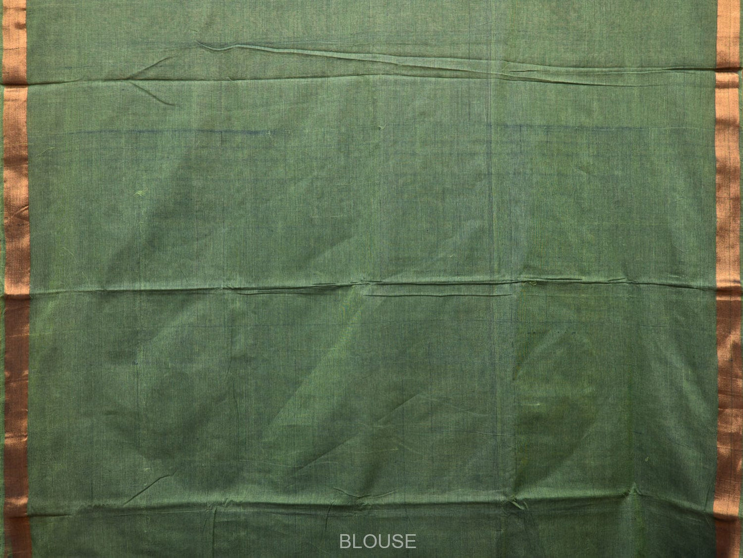 Green Khadi Cotton Handloom Saree with One Side Border and Floral Pallu Design kh0642