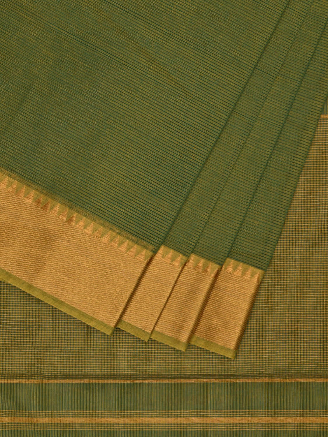 Green Mangalgiri Cotton Handloom Saree with Strips Design mn0066