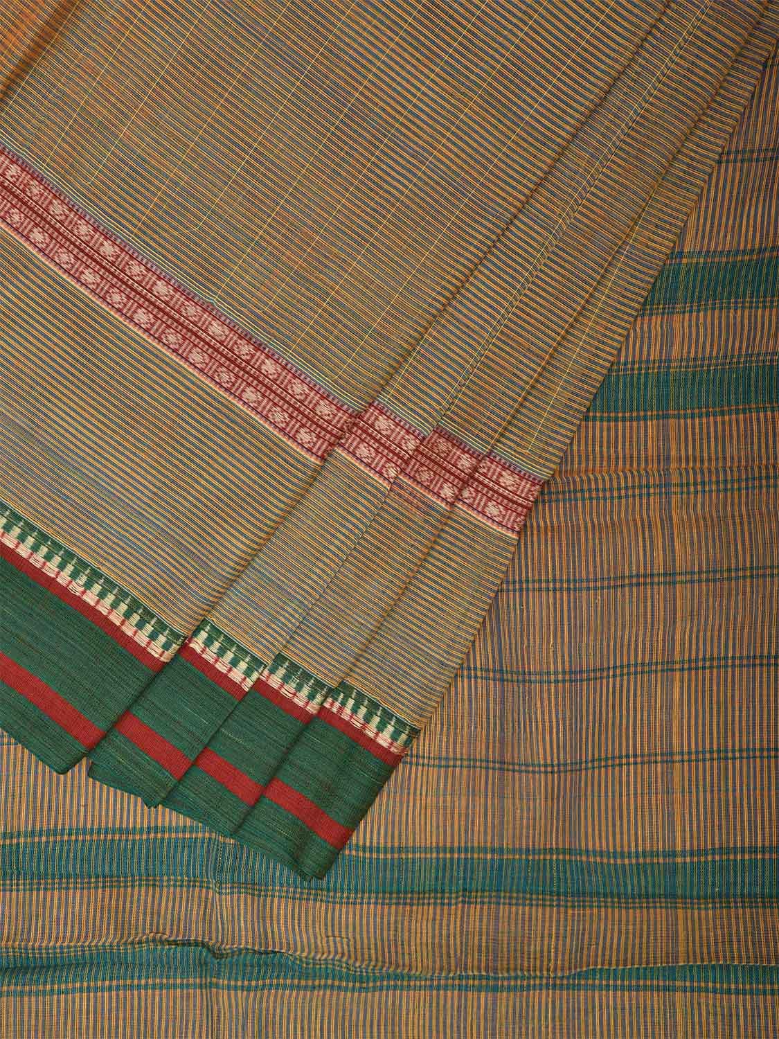Green Narayanpet Cotton Handloom Saree with Big Border and Strips Design No Blouse np1048