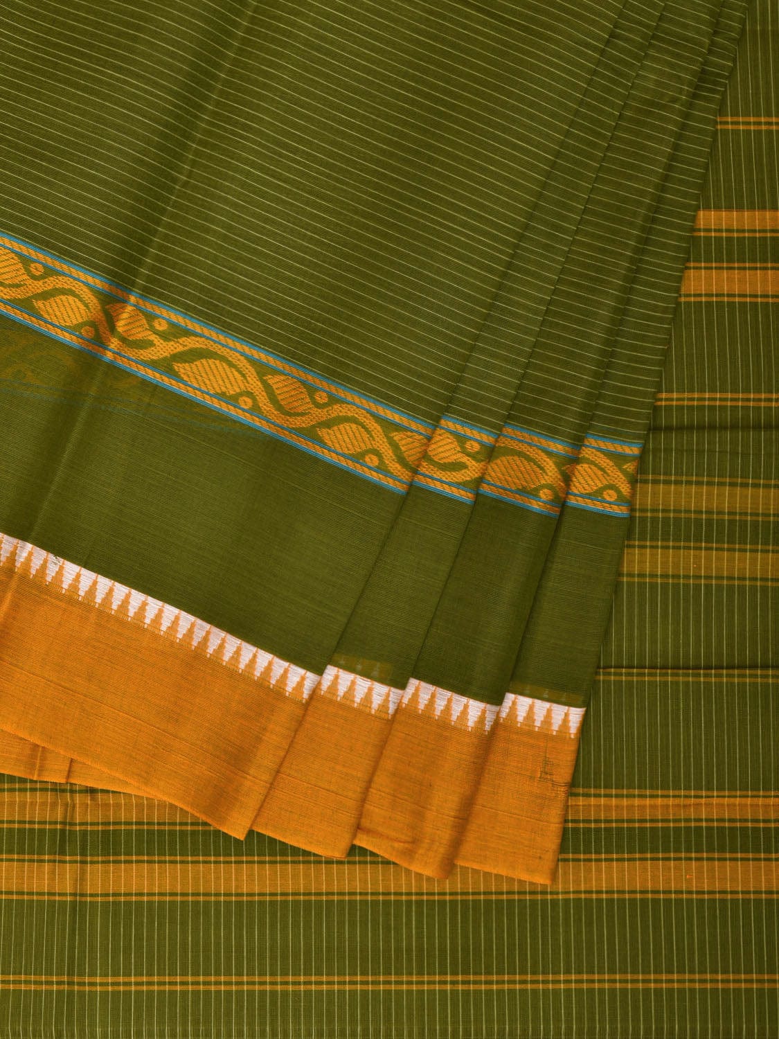 Green Narayanpet Cotton Handloom Saree with Big Border Design No Blouse np0848