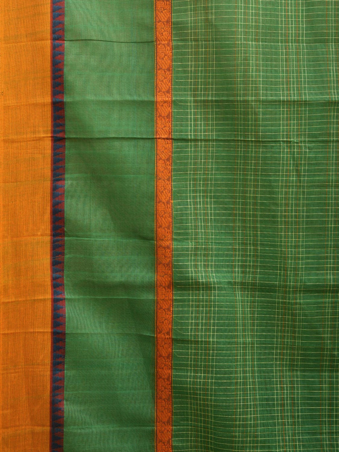 Green Narayanpet Cotton Handloom Saree with Big Border Design No Blouse np0903