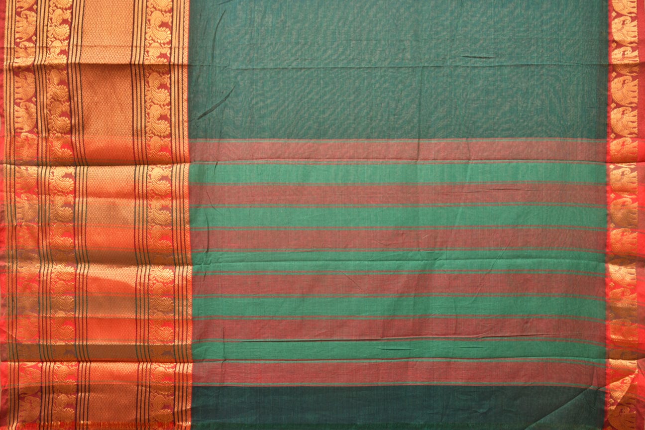 Green Narayanpet Cotton Handloom Saree with Big Border Design np0719