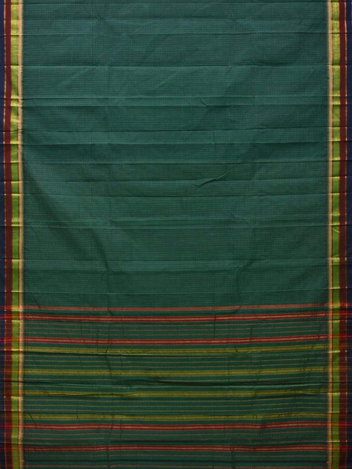 Green Narayanpet Cotton Handloom Saree with Checks Design No Blouse np0489