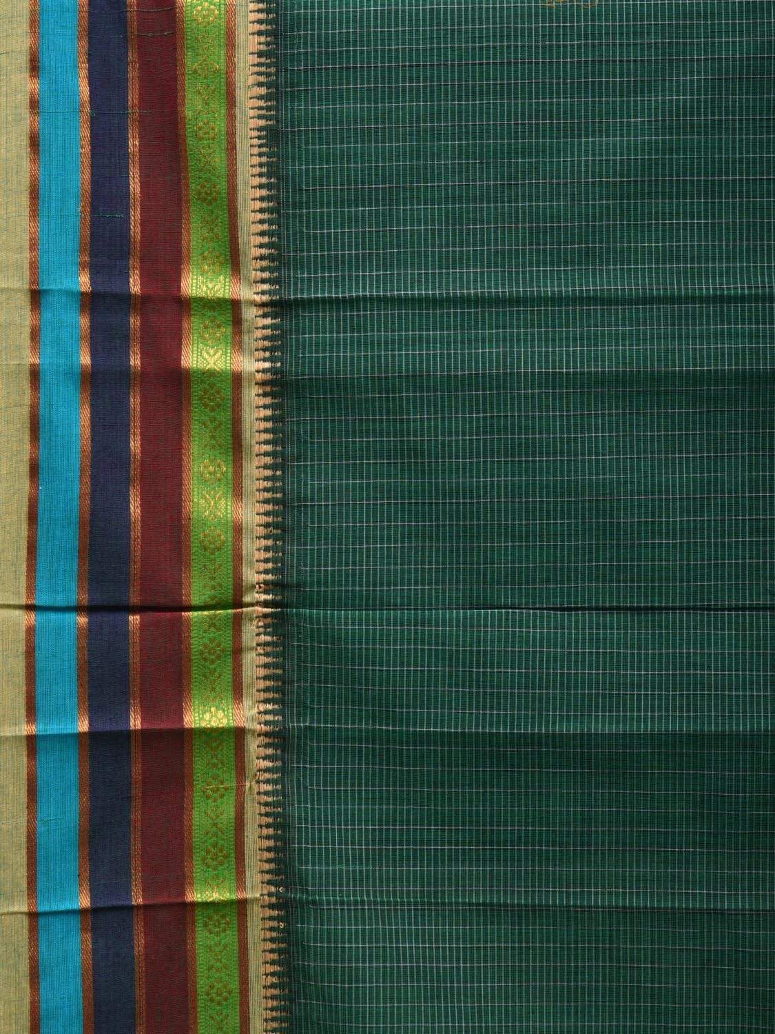 Green Narayanpet Cotton Handloom Saree with Checks Design No Blouse np0489