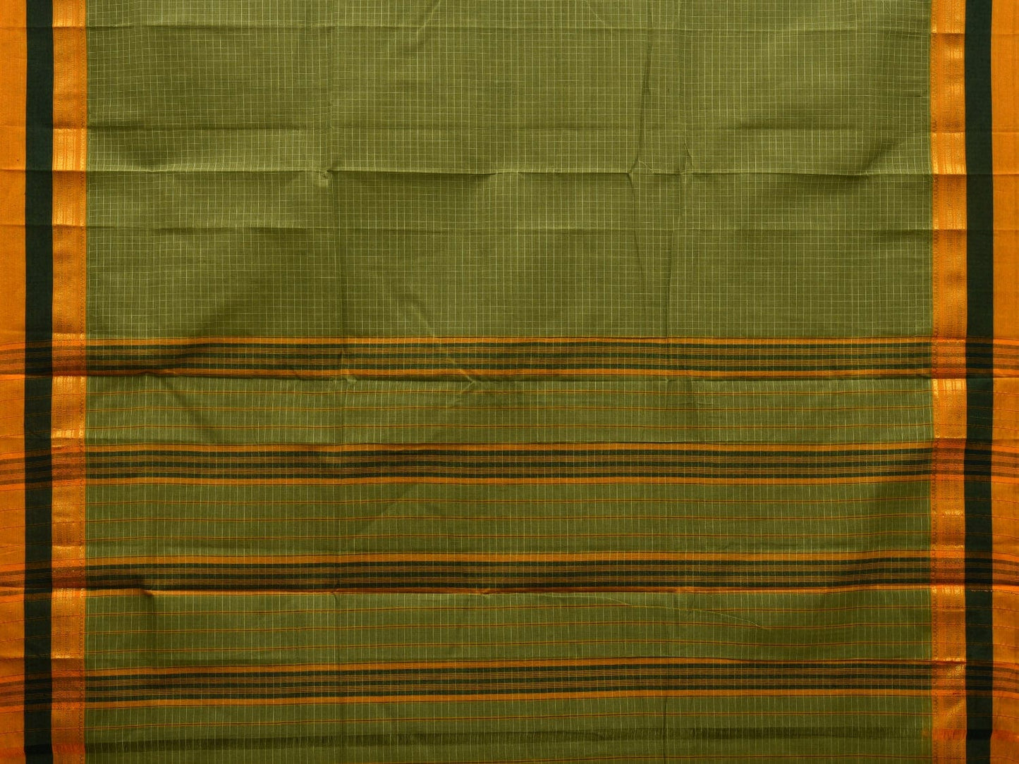 Green Narayanpet Cotton Handloom Saree with Checks Design No Blouse np0526