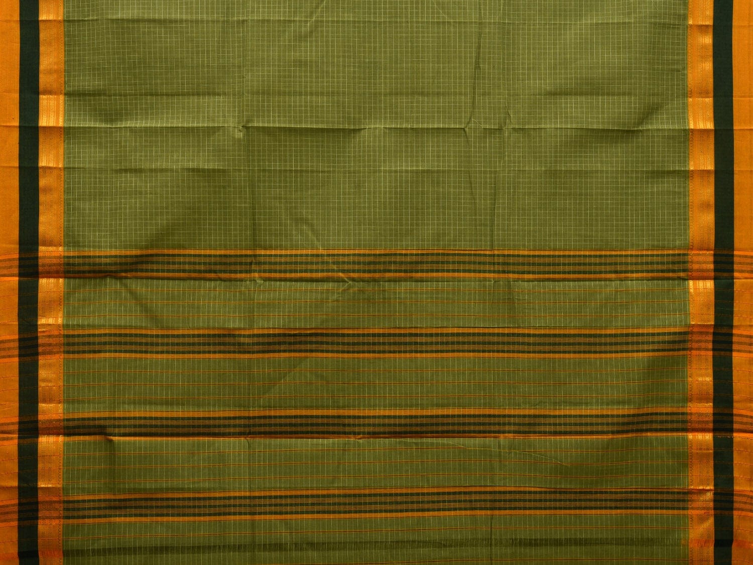 Green Narayanpet Cotton Handloom Saree with Checks Design No Blouse np0526