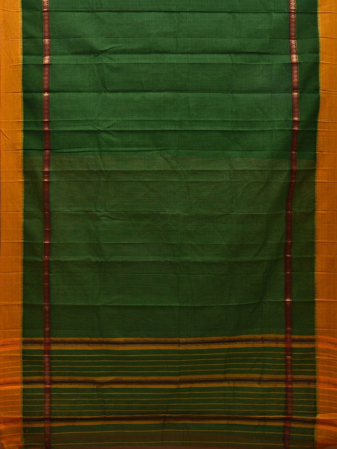 Green Narayanpet Cotton Handloom Saree with Checks Design No Blouse np0531